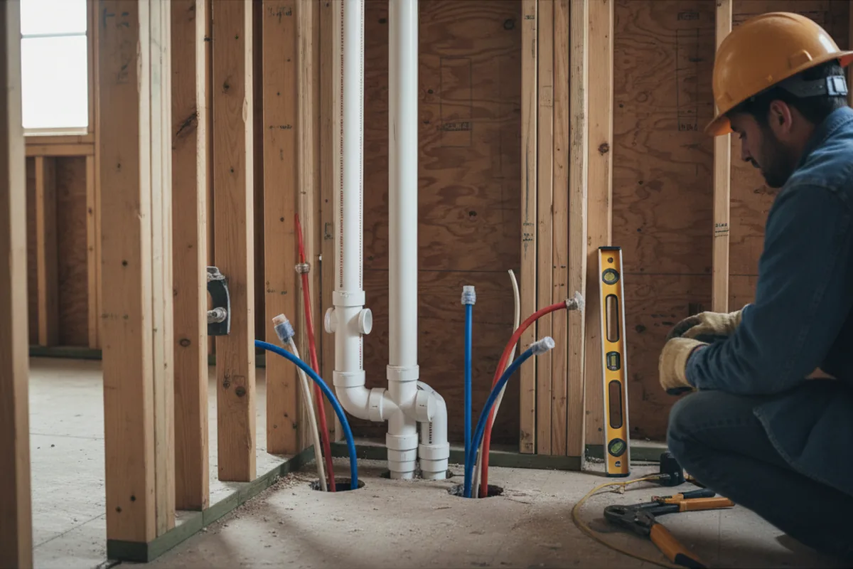 Drain and supply rough-in during Toilet Repair and Installation in Glenwood Landing